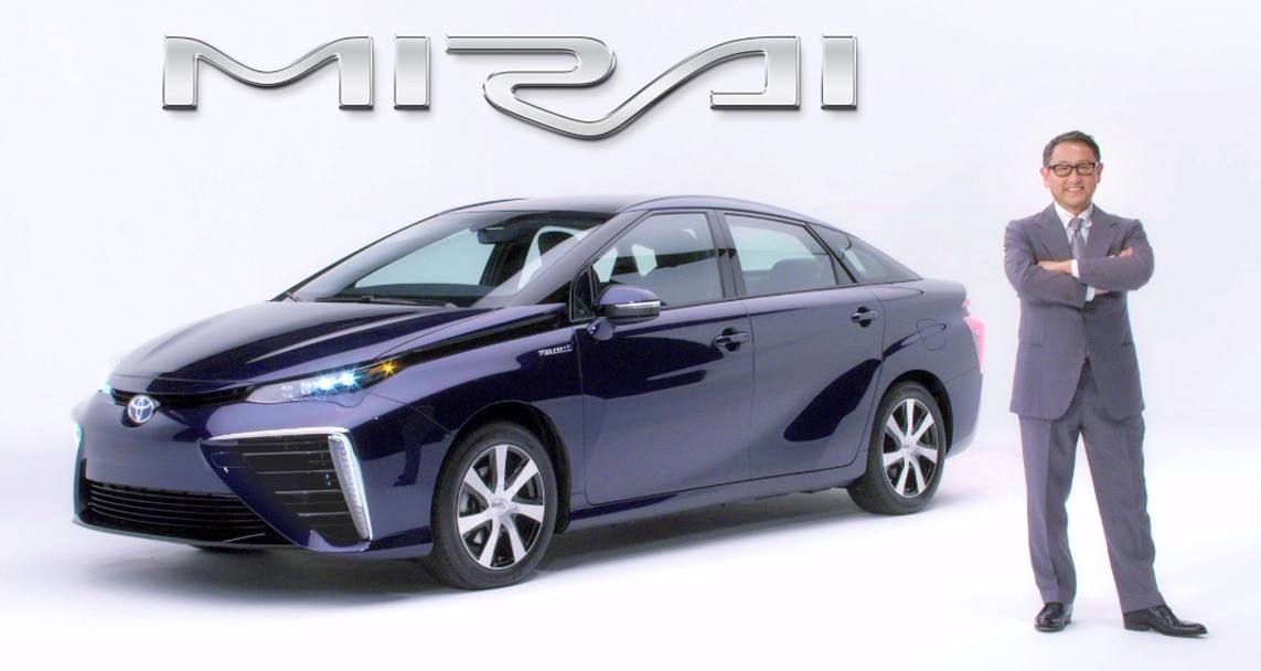 2014, il presidente della Toyota Akio Toyoda annuncia il nome della vettura: Mirai